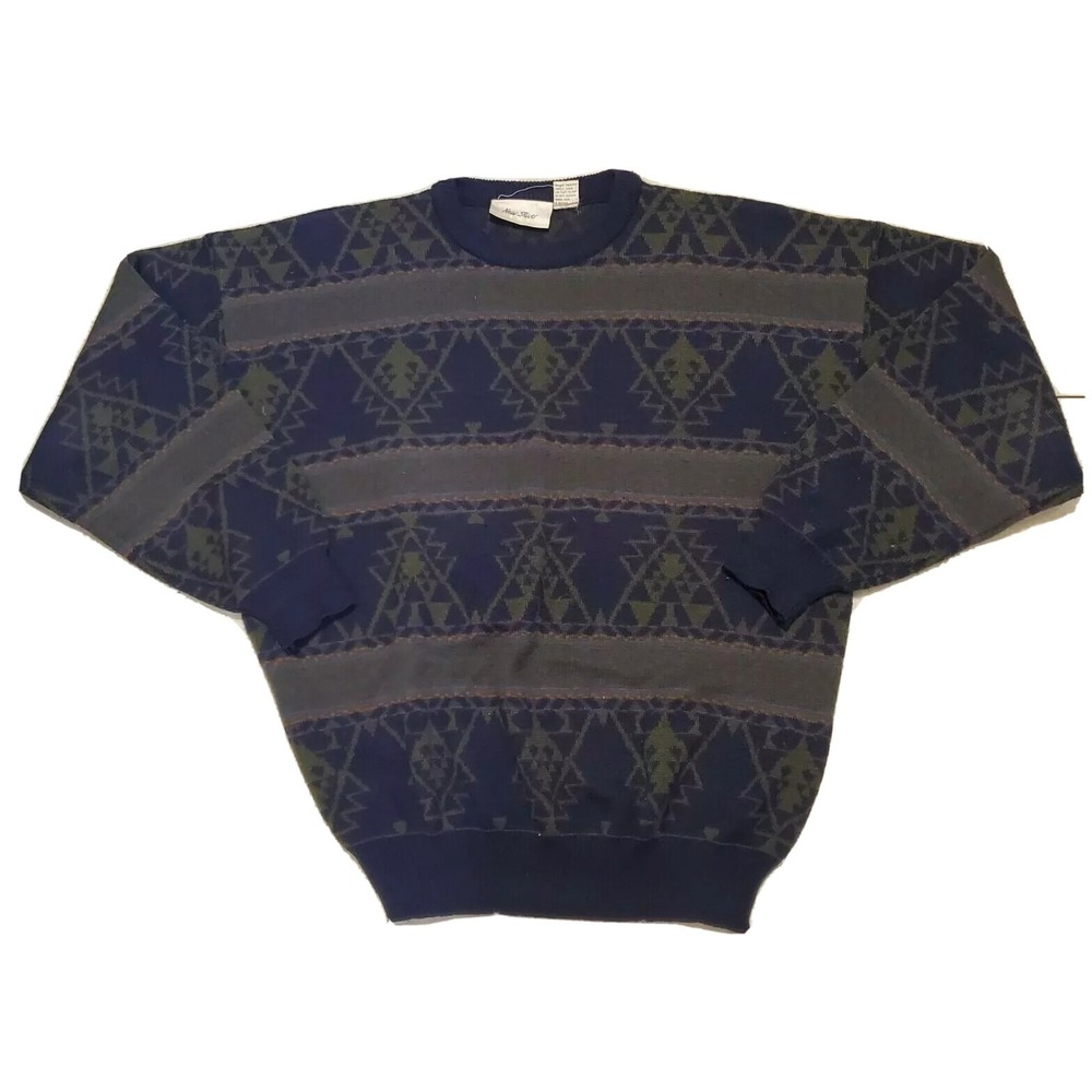 Vintage New River‎ Aztec Crewneck Cotton Blend Pullover Sweater Size XL
